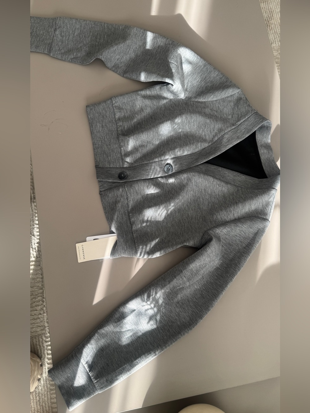 Women's Gray Button-Front V-Neck Cardigan